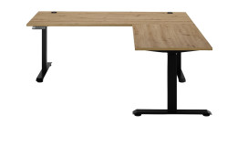 Schreibtischwinkel Melanie in Artisan Eiche Dekor mit schwarzem Gestell