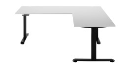 Schreibtischwinkel Gedankenplatz in Melamin weiß mit schwarzem Gestell