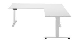 Schreibtischwinkel Gedankenplatz in Melamin weiß mit weißem Gestell