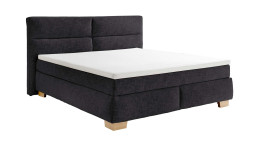 Boxspringbett Cordoba in Anthrazit, mit Holzfüßen