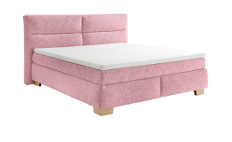 Boxspringbett Cordoba in Rosa, mit Holzfüßen