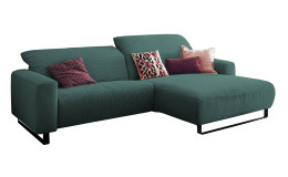 Komfort-Wohnlandschaft Lascondo Elwa, in der Farbausführung Green, Schrägansicht mit Kissenset