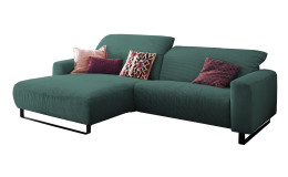 Komfort-Wohnlandschaft Lascondo Elwa, in der Farbausführung Green, Schrägansicht mit Kissenset