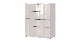 Kommode Owingen in weiß, mit Glasauflagen mit 4 Schubladen
