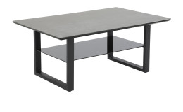 Couchtisch Alicia in der Farbe Schwarz mit einer Glasablage