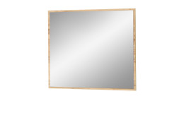 Wandspiegel Spike mit großer Spiegelfläche und einem Rahmen in Eiche Altholz Nachbildung schräg von vorne.