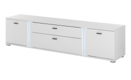 Lowboard Leander in weiß mit Tiefziehfronten, inkl. senkrechter Beleuchtung