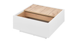 Couchtisch Leander in weiß mit Absetzung in Eiche Wotan-Dekor, quadratische Form