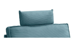 Kopfstütze Holly in einem türkisblauen Cordstoff.