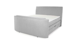 Boxspringbett Betty Mix mit Topper und einem grauen Chenillebezug