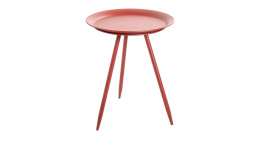 Roter Beistelltisch Hardy 1 mit rundem Tablett und drei schlanken Beinen