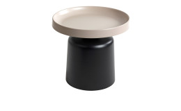 Beistelltisch Cedric mit einer Tischplatte in Kaschmirgrau aus Metallt und einem schwarzen Metallgestell