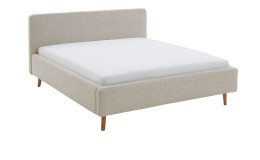 Komfort-Polsterbett Madrid in einem Webstoff in beige.