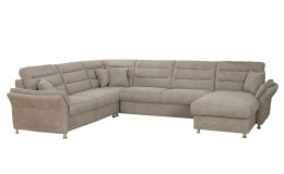 Basis-Wohnlandschaft Fiona in der Farbe Beige als Freisteller zusehen mit den 4 Zierkissen die inklusive sind.