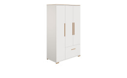 Kleiderschrank Enie in Off White mit einer Absetzung in Eiche Montana