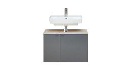 Waschbeckenunterschrank Sylt in Quarzgrau, Oberplatte in Polar Pinie Nachbildung