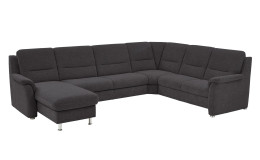 Basis-Wohnlandschaft plano|FORM Genua in einerm Bezugsstoff in Anthrazit. Schrägeansicht