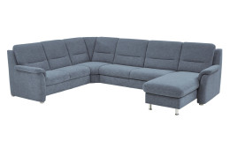 Basis-Wohnlandschaft plano|FORM Genua in einerm Bezugsstoff in Blue. Schrägeansicht