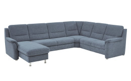 Basis-Wohnlandschaft plano|FORM Genua in einerm Bezugsstoff in Blue. Schräegansicht