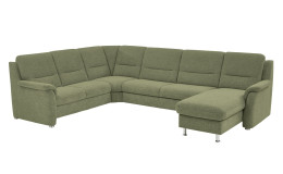 Basis-Wohnlandschaft plano|FORM Genua in einerm Bezugsstoff in Green. Schrägeansicht