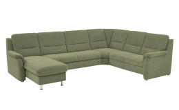 Basis-Wohnlandschaft plano|FORM Genua in einerm Bezugsstoff in Green. Schrägeansicht