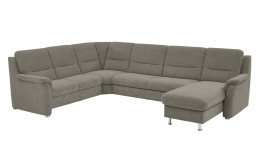 Basis-Wohnlandschaft plano|FORM Genua in einerm Bezugsstoff in Moos. Schrägeansicht