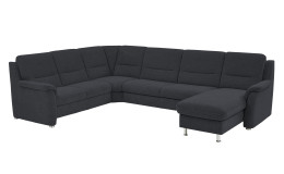 Basis-Wohnlandschaft plano|FORM Genua in einerm Bezugsstoff in Navy. Schrägeansicht
