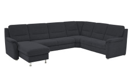 Basis-Wohnlandschaft plano|FORM Genua in einerm Bezugsstoff in Navy. Schrägeansicht