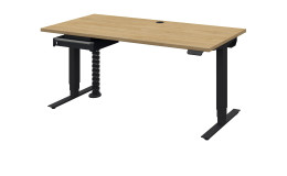 Komfort E-Schreibtisch mit einer Platte in Hickory Eiche-Dekor, Metallgestell in Anthrazit