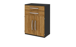 Aktenelement Texas mit Front in Hickory Eiche Nachbildung und Korpus in Anthrazit, Schrägansicht