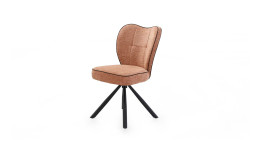 Stuhl Jolanda mit einem Bezug in der Farbe Terra und einem schwarzen Stativgestell aus Metall