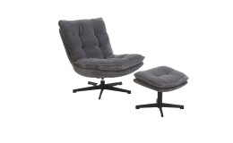 Relaxsessel Kairo mit Hocker in der Farbe Grau
