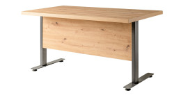Schreibtisch Renatura mit einer Tischplatte in Artisan Eiche und einem anthraziten gestell.