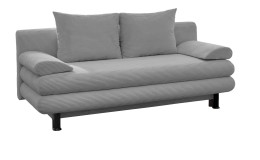 Schlafsofa Bill in Silber aus einem Breitcordbezug und schwarzen Füßen.