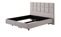 Polsterbett Discovery Classic in einem Bezug in Ash Grey. Schräge Seitenansicht
