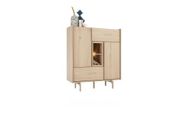 Highboard Valgard in der Farbe Natur, Schrägansicht