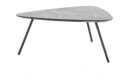 Couchtisch Niora mit Tischplatte in Marmor Dekor und drei Tischbeinen in Graphit
