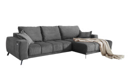 Wohnlandschaft Boston mit einer Ottomane auf der rechten Seite in dunkelgrau.