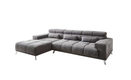 Komfort-Wohnlandschaft Salzburg in der Farbe Stone. Ottomane auf der linken Seite.