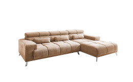 Komfort-Wohnlandschaft Salzburg in der Farbe Natur. Ottomane auf der rechten Seite.