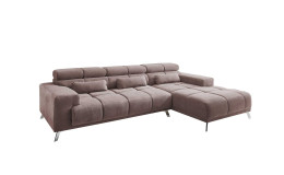 Komfort-Wohnlandschaft Salzburg in der Farbe Taupe. Ottomane auf der rechten Seite.