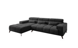 Komfort-Wohnlandschaft Salzburg in der Farbe Schwarz. Ottomane auf der linken Seite.