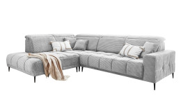 Ecksofa Luan in einem hellgrauen Cordstoff