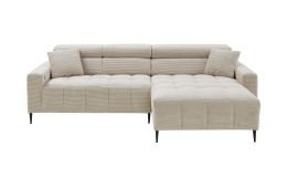 Wohnlandschaft Sally mit Ottomane rechts und einem Cordbezug in der Farbe Taupe