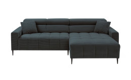 Wohnlandschaft Sally mit Ottomane rechts und einem Cordbezug in der Farbe Anthrazit