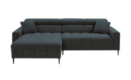 Wohnlandschaft Sandy mit Ottomane links und einem Cordbezug in der Farbe Anthrazit