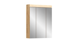 Spiegelschrank Landsberg mit einem Korpus in heller Eiche Sonoma Nachbildung und 3 verspiegelten Türen
