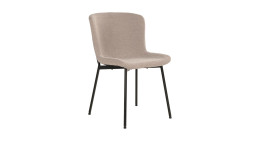 Esszimmerstuhl Nilla von House Nordic mit Bouclé-Stoff in Beige bezogen, Beine schwarz
