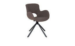 Esszimmerstuhl Nilla von House Nordic mit Bouclé-Stoff in Braun bezogen, Beine schwarz
