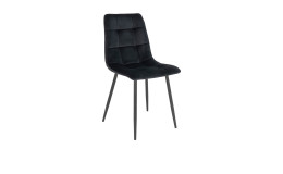 Esszimmerstuhl Nilla von House Nordic mit Samt-Stoff in Schwarz bezogen, Beine schwarz